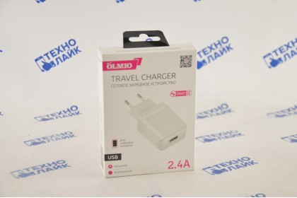 Сетевое зарядное устройство OLMIO USB, 2.4A, Smart IC
