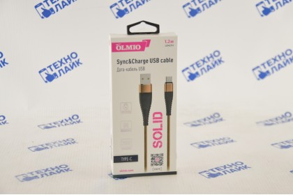 Кабель SOLID, USB - Type-C, 1.2м 2.1A, усиленный, цвет каппучино, OLMIO