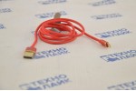 Кабель DELUXE, USB - lightning, 1м, 2.1A, красный, OLMIO