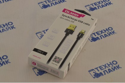 Кабель DELUXE, USB 2.0 - Type-C, 1м, 2.1A, черный, OLMIO