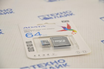 Флеш карта microSD 64GB A-DATA microSDHC Class 10 UHS-I A1 100/25 MB/s (SD адаптер)